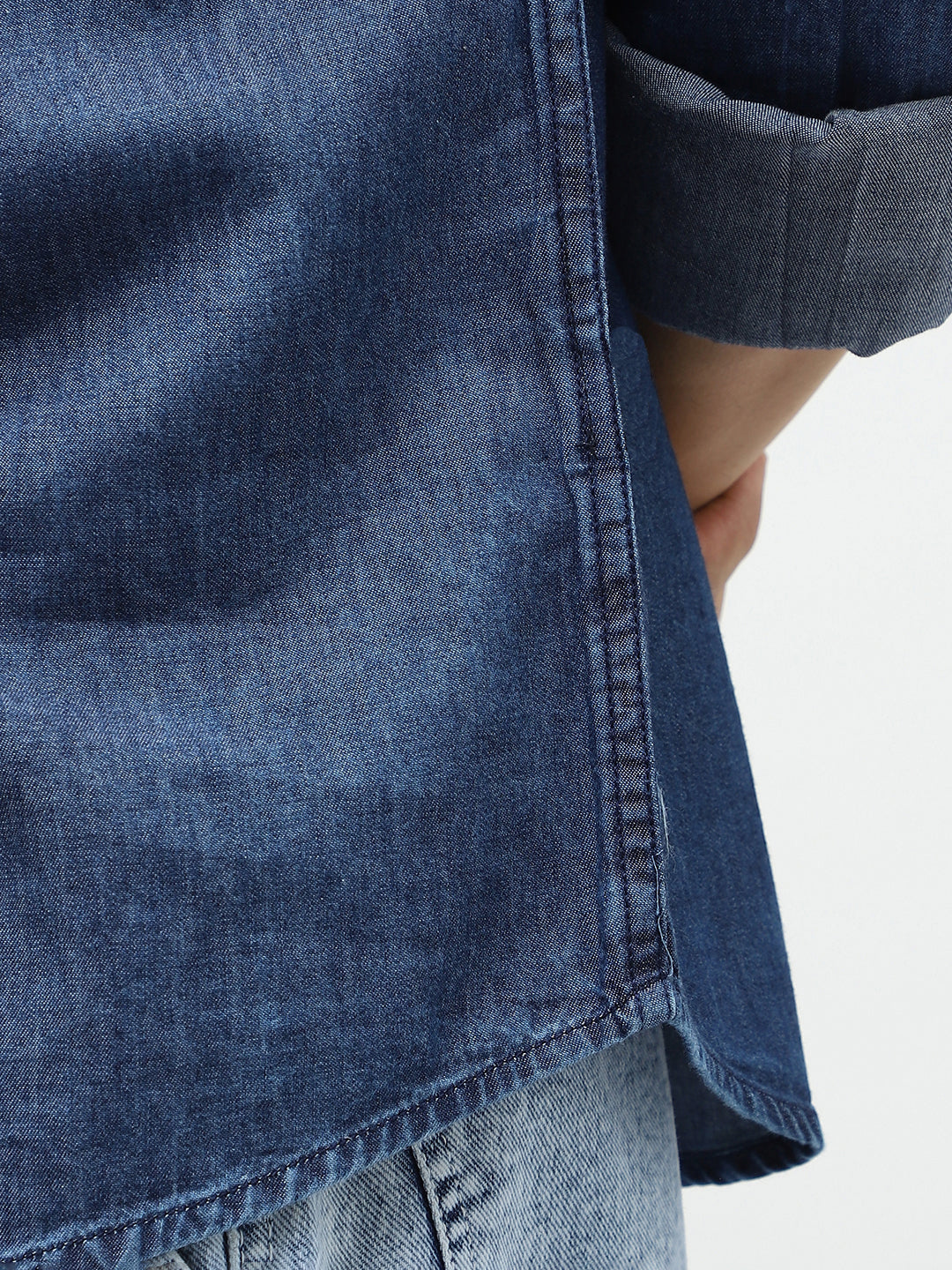 Men's Blue Regular Fit Full Sleeve Washed Denim Shirt