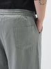 Plus Men's Grey Loose Fit Solid Linen Blend Trousers Non-Stretchable