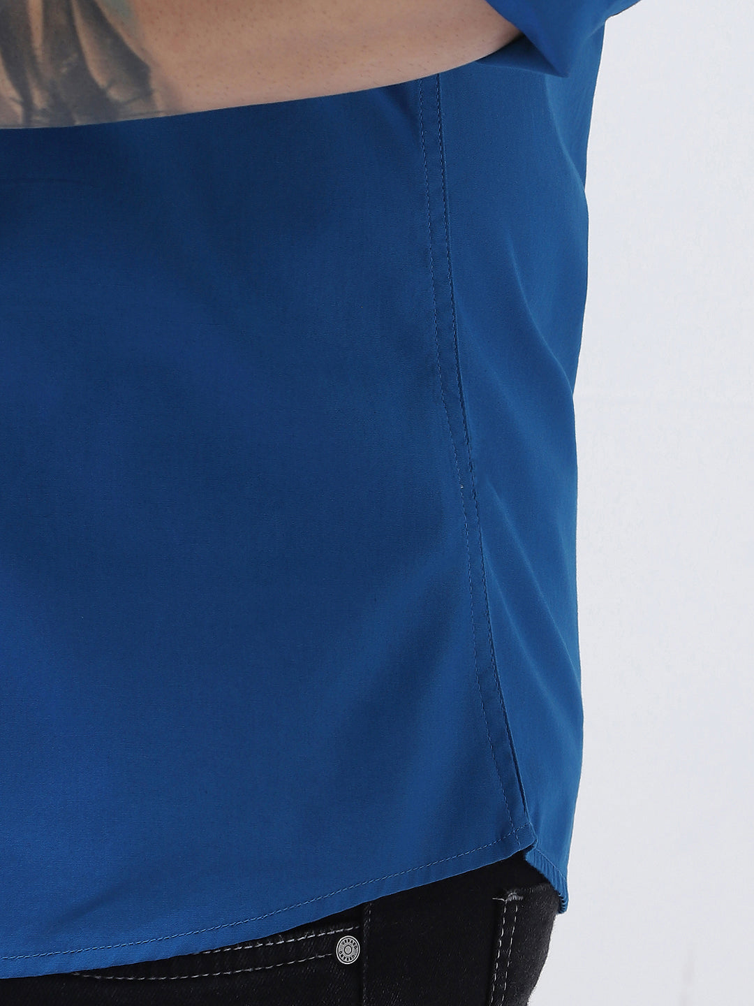 Plus Men's Royal Blue Cotton Full Sleeve Regular Fit Casual Solid Shirt