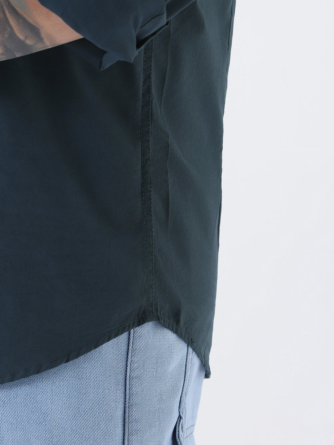 Plus Men's Slate Blue Cotton Full Sleeve Regular Fit Casual Solid Shirt