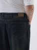 Plus Men's Carbon Blue Loose Baggy Fit Heavy Washed Jeans Non-Stretchable