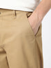 Men's Khaki Cotton Regular Fit Casual Chinos Trousers Stretch