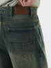 Men's Blue Loose Baggy Fit Heavy Washed Jeans Non-Stretchable