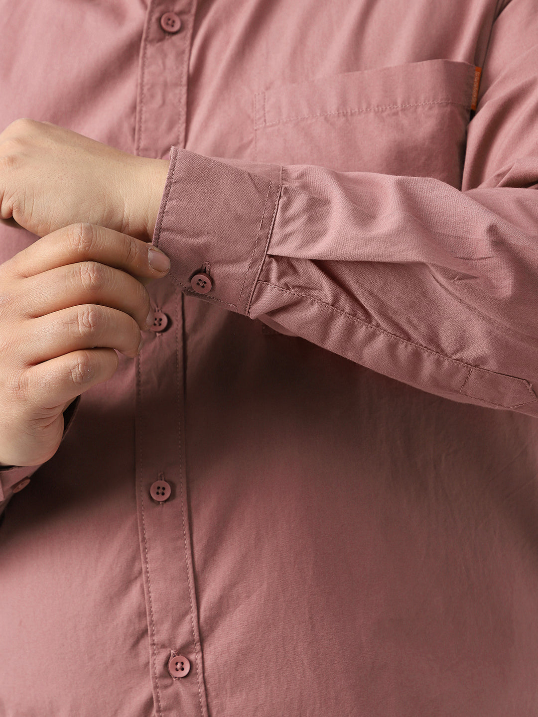 Plus Men's Dusty Pink Cotton Full Sleeve Regular Fit Casual Solid Shirt