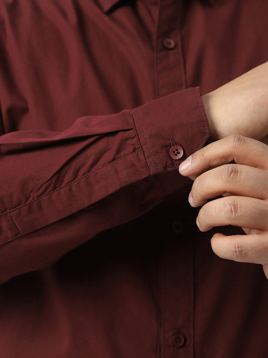 Plus Men's Maroon Cotton Full Sleeve Regular Fit Casual Solid Shirt