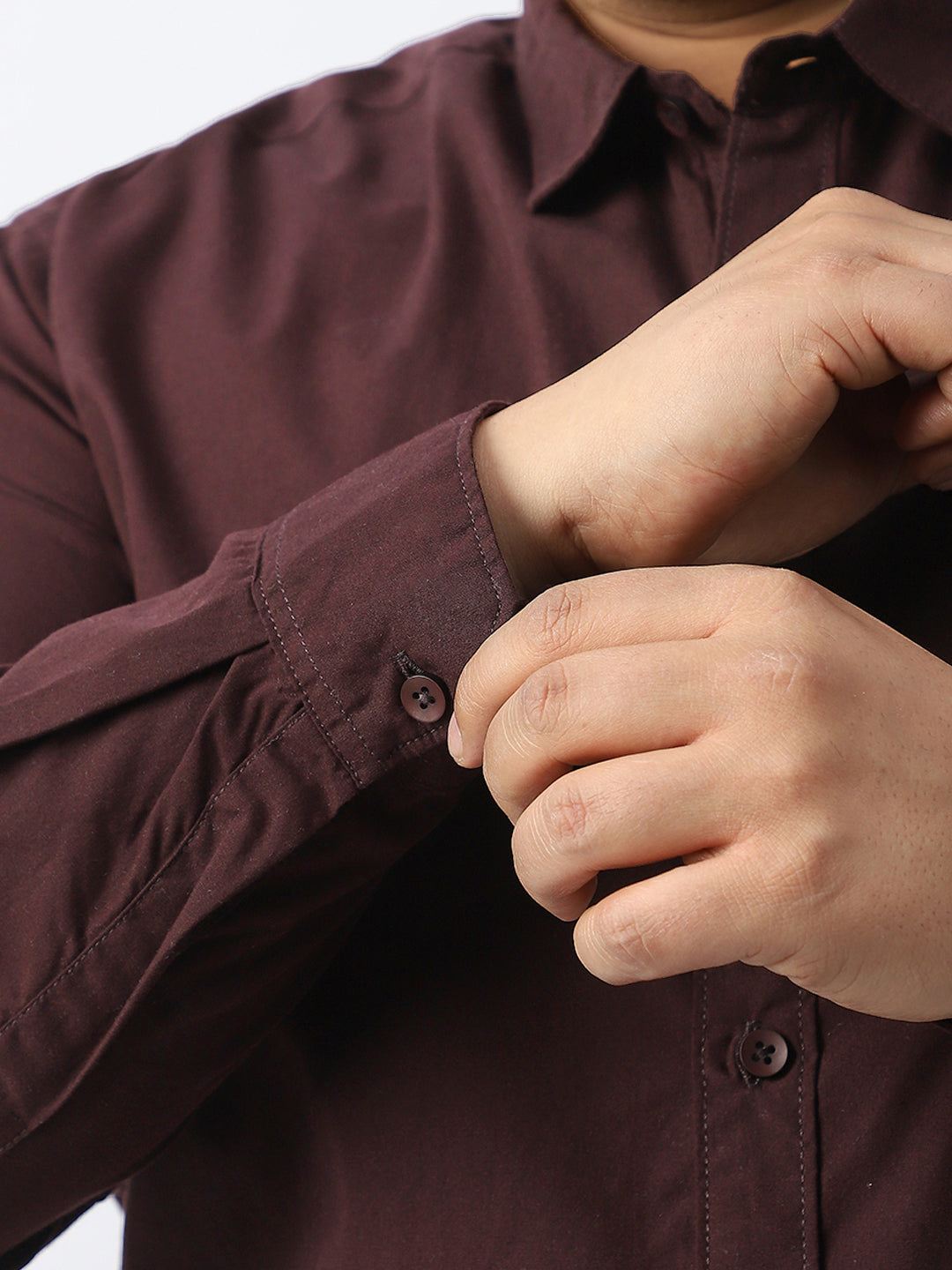 Plus Men's Cocoa Cotton Full Sleeve Regular Fit Casual Solid Shirt