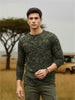 Men's Olive Green, Khaki Military Camouflage Printed Slim Fit Full Sleeve Cotton T-Shirt