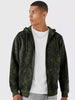 Men's Olive Green Regular Fit Printed Full Sleeve Winterwear Hooded Sweatshirt