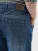 Plus Men's Blue Loose Fit Cargo Carpenter Jeans With 6 Pockets Non-Stretchable