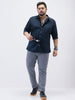 Plus Men's Navy Cotton Full Sleeve Regular Fit Casual Solid Shirt