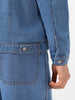 Men's Light Blue Solid Regular Fit Washed Full Sleeve Denim Jacket