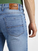 Men's Light Blue Regular Fit Washed Jeans Stretchable