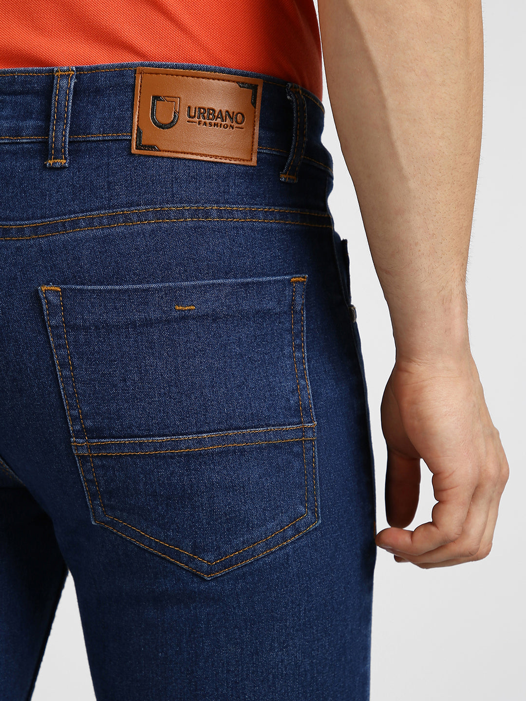 Men's Blue Regular Fit Washed Jeans Stretchable