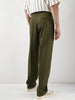 Men's Dark Olive Loose Baggy Fit Solid Korean Trousers Stretchable