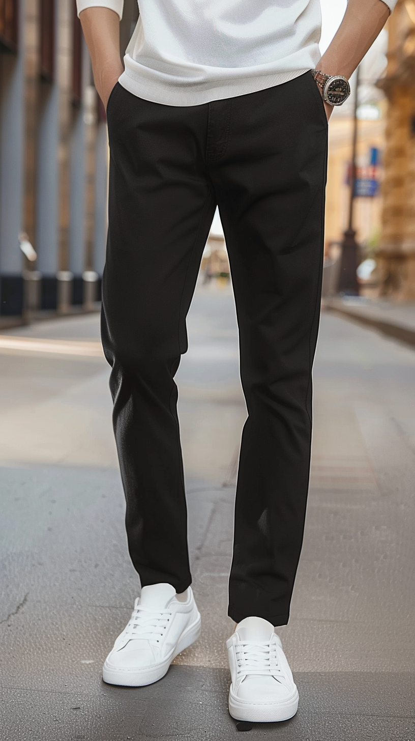 Men's Black Slim Fit Stretchable Casual Chinos