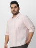 Plus Men's Baby Pink Cotton Full Sleeve Regular Fit Casual Solid Shirt