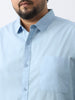 Plus Men's Light Blue Cotton Full Sleeve Regular Fit Casual Solid Shirt