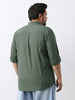 Plus Men's Sage Green Cotton Full Sleeve Regular Fit Casual Solid Shirt