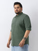 Plus Men's Sage Green Cotton Full Sleeve Regular Fit Casual Solid Shirt