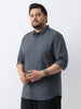 Plus Men's Slate Blue Cotton Full Sleeve Regular Fit Casual Solid Shirt