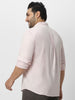 Plus Men's Baby Pink Cotton Full Sleeve Regular Fit Casual Solid Shirt