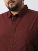 Plus Men's Maroon Cotton Full Sleeve Regular Fit Casual Solid Shirt