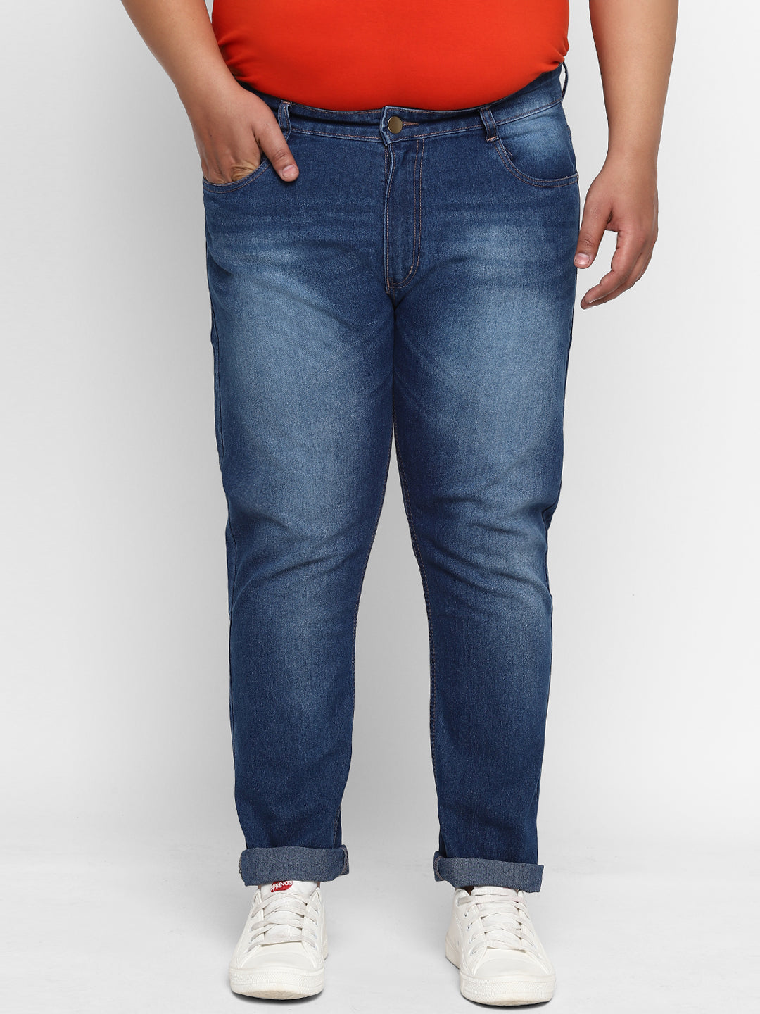 Plus Men's Blue Regular Fit Denim Jeans Stretchable