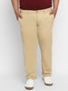 Urbano Plus Men's Beige Cotton Regular Fit Casual Chinos Trousers Stretch