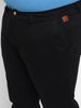 Plus Men's Black Cotton Regular Fit Casual Chinos Trousers Stretch