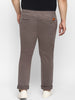 Plus Men's Dark Grey Cotton Regular Fit Casual Chinos Trousers Stretch