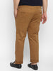 Plus Men's Dark Khaki Cotton Regular Fit Casual Chinos Trousers Stretch