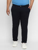 Plus Men's Navy Blue Cotton Regular Fit Casual Chino Pants Stretch
