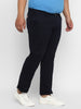 Plus Men's Navy Blue Cotton Regular Fit Casual Chino Pants Stretch