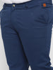Urbano Plus Men's Royal Blue Cotton Regular Fit Casual Chinos Trousers Stretch