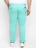 Plus Men's Teal Green Cotton Regular Fit Casual Chinos Trousers Stretch