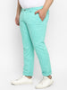 Plus Men's Teal Green Cotton Regular Fit Casual Chinos Trousers Stretch