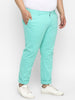 Plus Men's Teal Green Cotton Regular Fit Casual Chinos Trousers Stretch