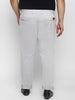Plus Men's White Grey Cotton Regular Fit Casual Chinos Trousers Stretch