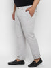 Plus Men's White Grey Cotton Regular Fit Casual Chinos Trousers Stretch