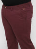 Plus Men's Wine Cotton Regular Fit Casual Chinos Trousers Stretch