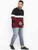 Urbano Plus Men's Black, White, Maroon Color-Block Regular Fit Full Sleeve Cotton T-Shirt