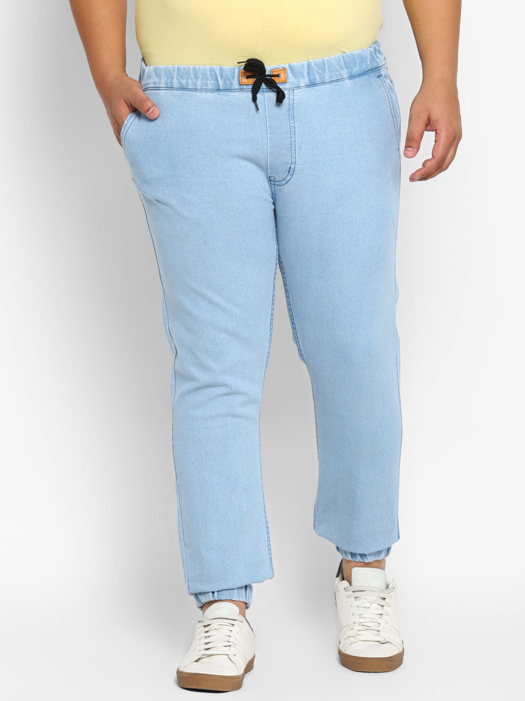Urbano Plus Men's Ice Blue Regular Fit Washed Jogger Jeans Stretchable