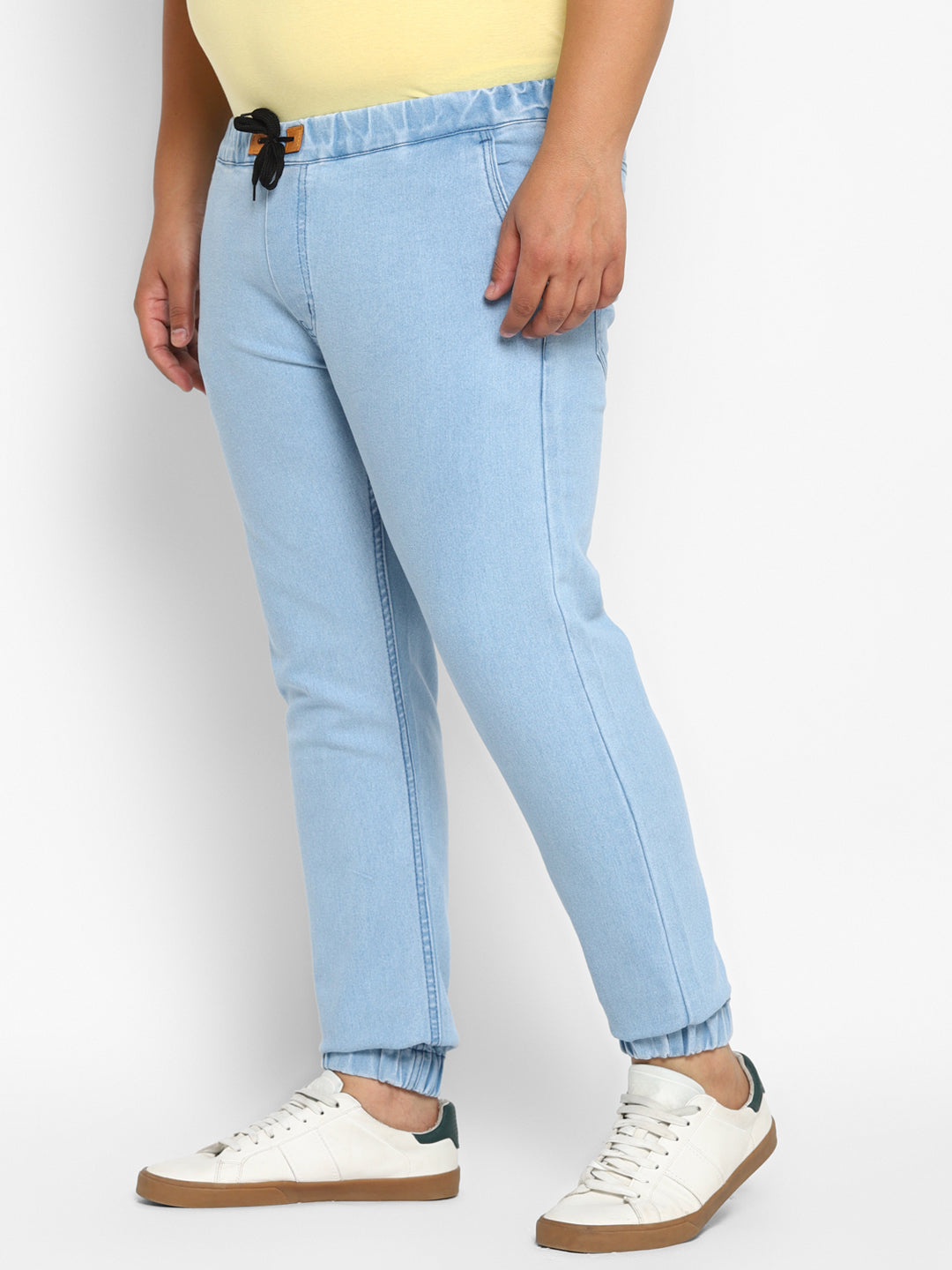 Plus Men's Ice Blue Regular Fit Washed Jogger Jeans Stretchable