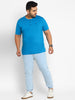 Plus Men's Ice Blue Regular Fit Washed Jogger Jeans Stretchable