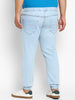 Plus Men's Ice Blue Regular Fit Washed Jogger Jeans Stretchable