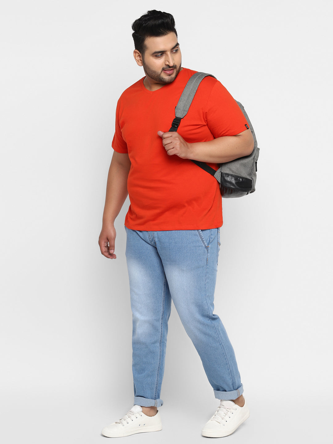 Plus Men's Light Blue Regular Fit Denim Jeans Stretchable