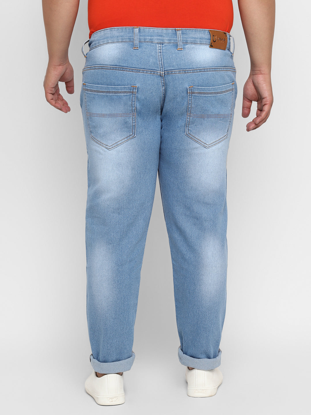 Plus Men's Light Blue Regular Fit Denim Jeans Stretchable