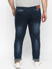 Urbano Plus Men's Carbon Blue Regular Fit Washed Jeans Stretchable