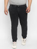 Plus Men's Black Regular Fit Washed Jogger Jeans Stretchable