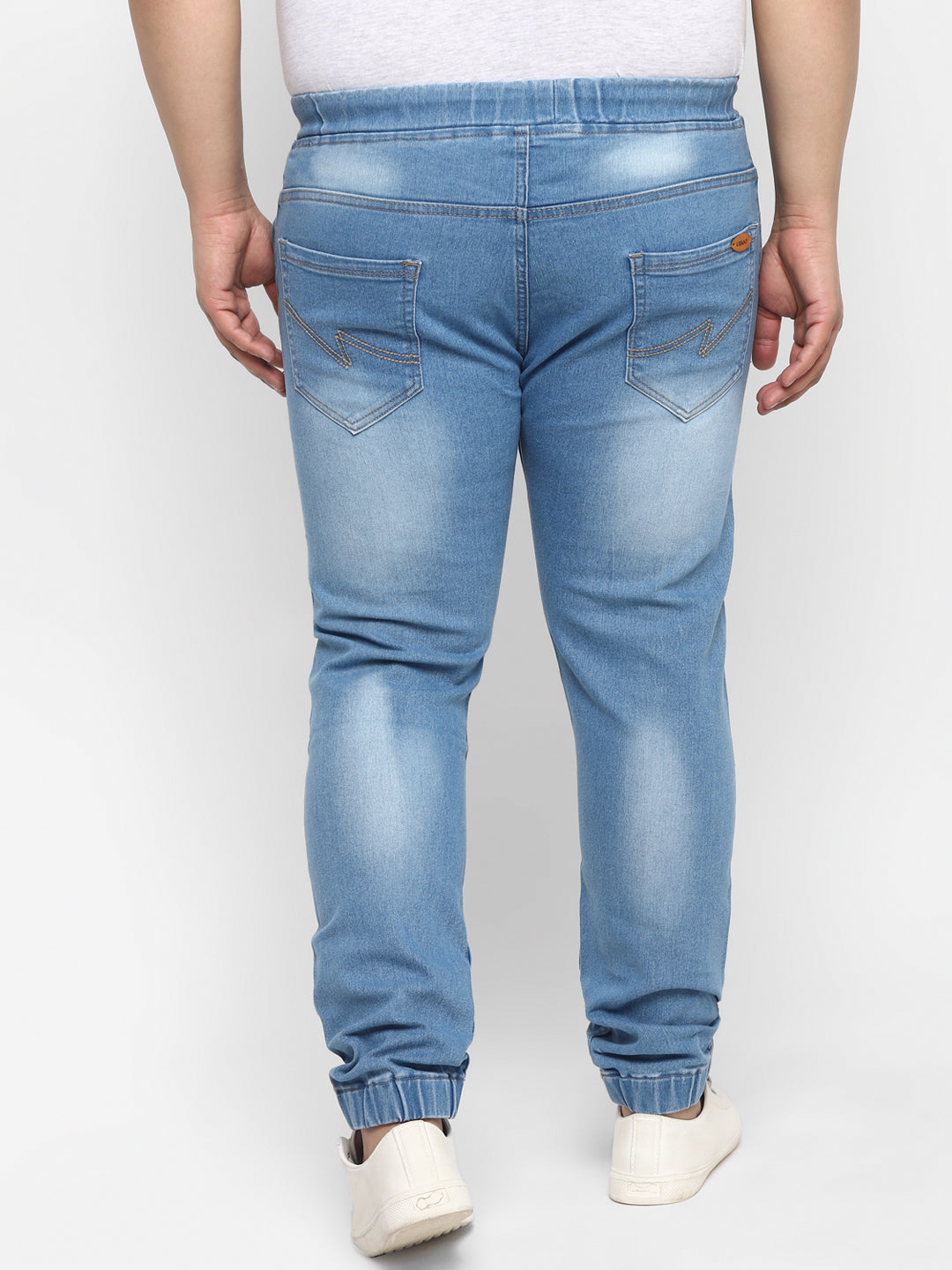 Urbano Plus Men's Light Blue Regular Fit Washed Jogger Jeans Stretchable